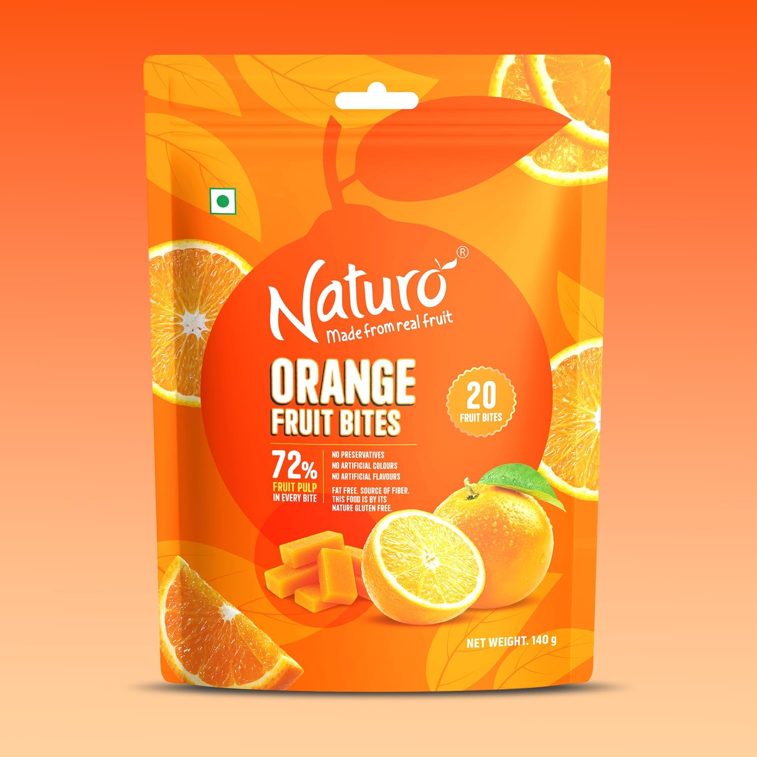 Naturo Orange Fruit Bites Pouch (20 Fruit Bites) | Mini Candies | Road Trip Snacks | Pack of 2-image-19