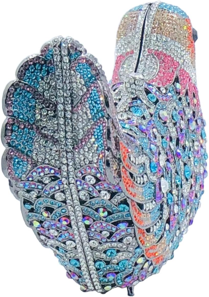 Boutique De FGG Bird Crystal Clutch Purses For Women Dressy Rhinestone Evening Bag Pigeon Prom Clutch Purse for Wedding,Mini