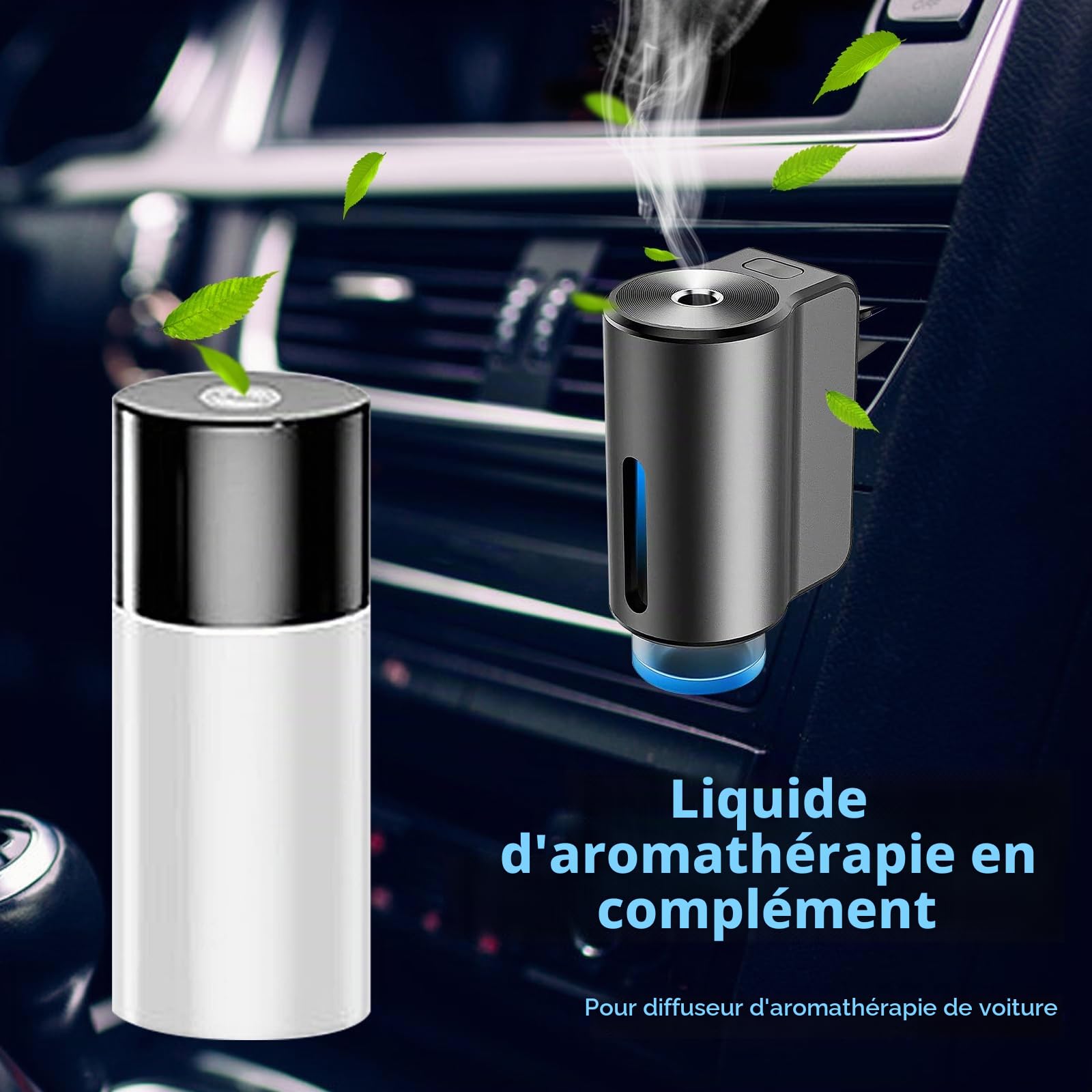Électrique Diffuseur Voiture 3 Modes, Diffuseur Parfum Voiture avec 3 Parfums (Colognee/Chanell/Hiltonn), Atomiseur Ultrasonique On/Off Automatique, USB Désodorisant Voiture pour Voiture(Gris)