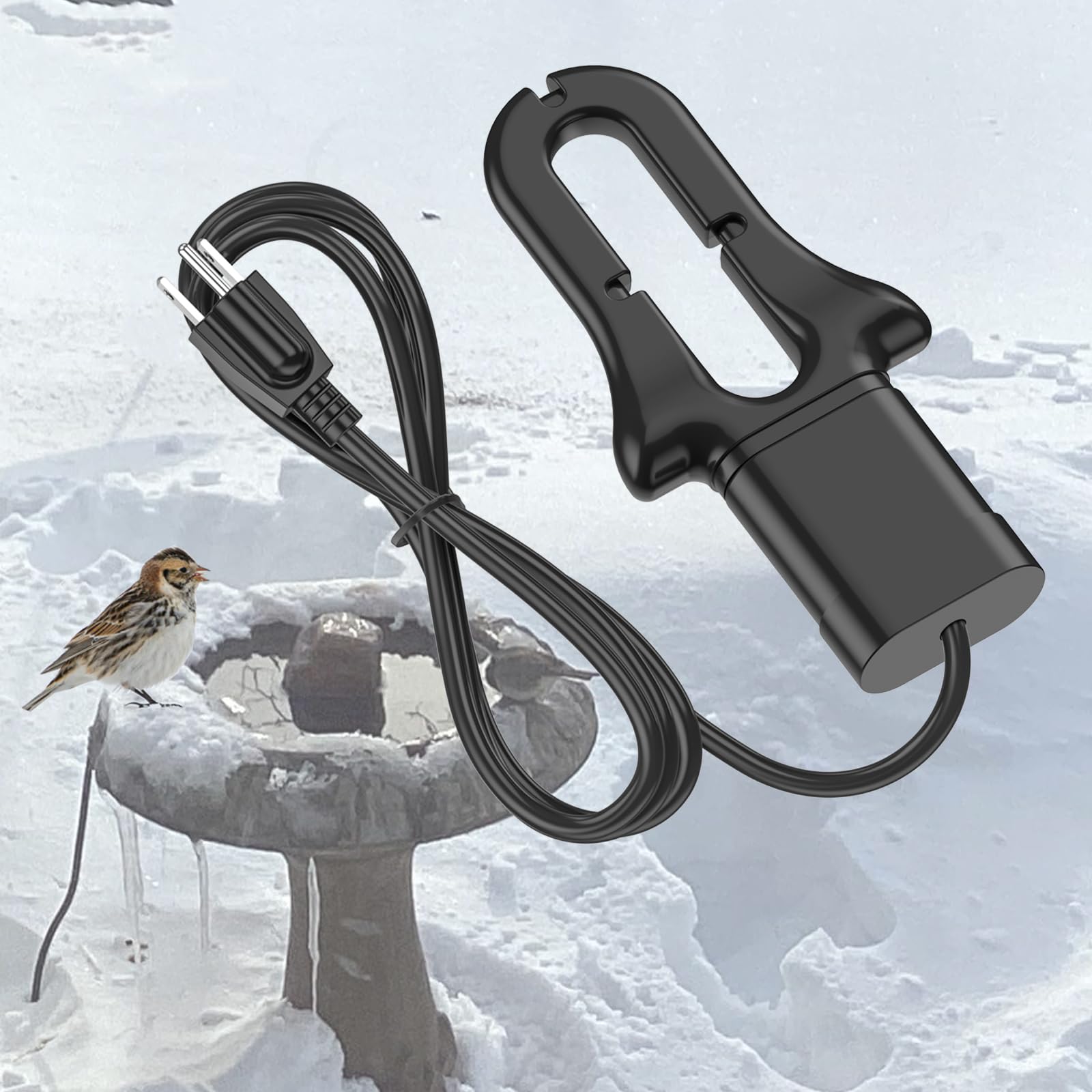 500W All Aluminum Cast Submersible De-Icer, Melts Snow and Ice into Water and is Suitable for Heating Drinking Water for Livestock, Poultry, Birds and Other Wildlife in Winter;Cable 3 Meters Long