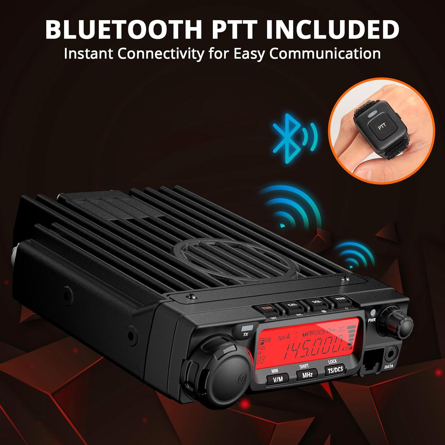 Radioddity VB70-B 70W Mobile Radio Transceiver + Radioddity PC005 Programming Cable
