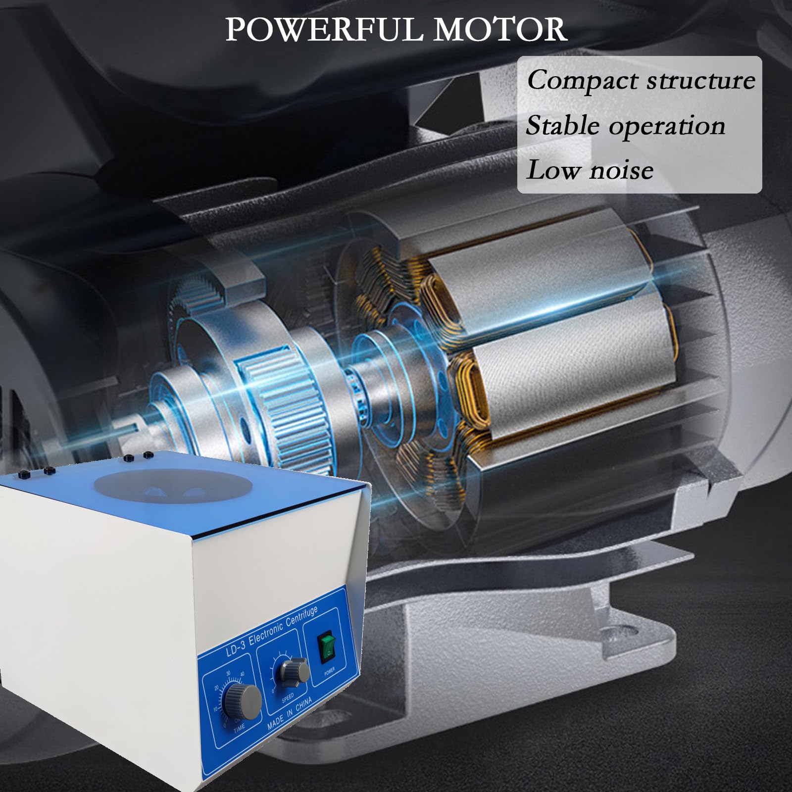 Maisutseb 50ml*6 Electric laboratory Centrifuge 4000 r/min Electric Lab Benchtop Centrifuge Machine Desktop Electrical Centrifuge Electric Lab Centrifuge Machine Stepless Control with Blue Cover Plate