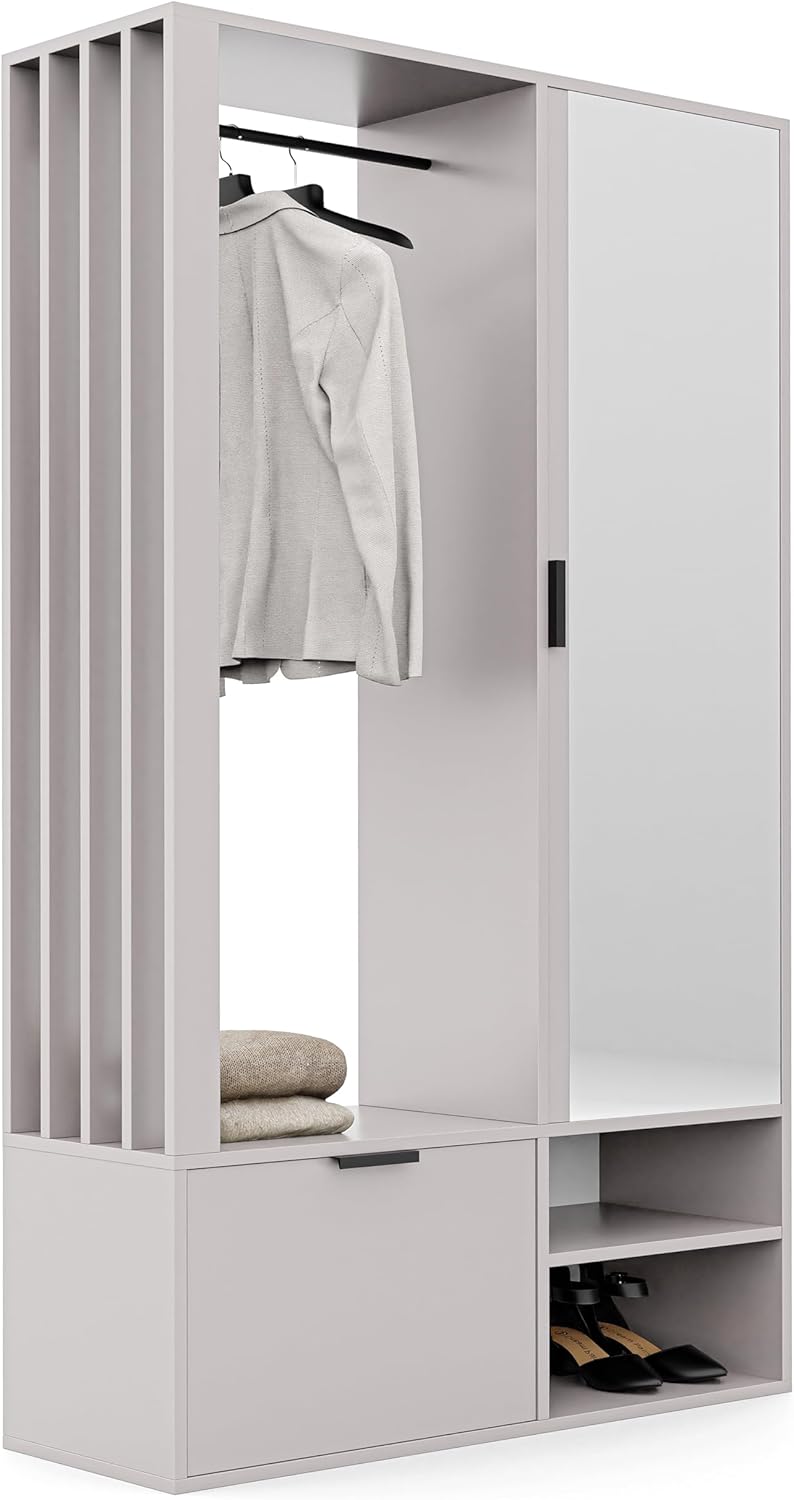 MEBLINI Garderobenschrank Mit Spiegel - Stilsicher & Platzsparend Für Den Flur