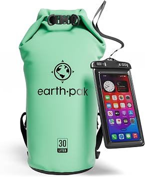 Earth Pak Waterproof Dry Bag - Roll Top Waterproof Backpack Sack Keeps Gear Dry for Kayak with Waterproof Phone Case