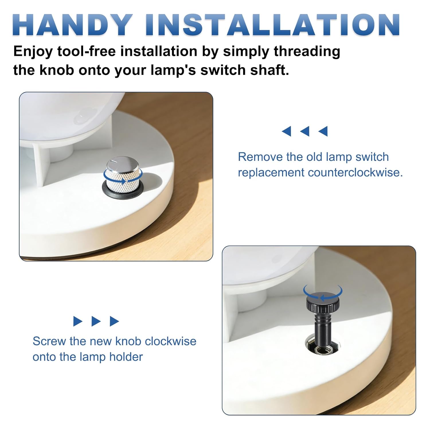 Lamp Turn Knobs On/Off 4 Pcs - Lamp Twist Switch Socket Key for Fans Fixtures Floor Table Metal Lamp Socket Twist Knob Replacement, Black