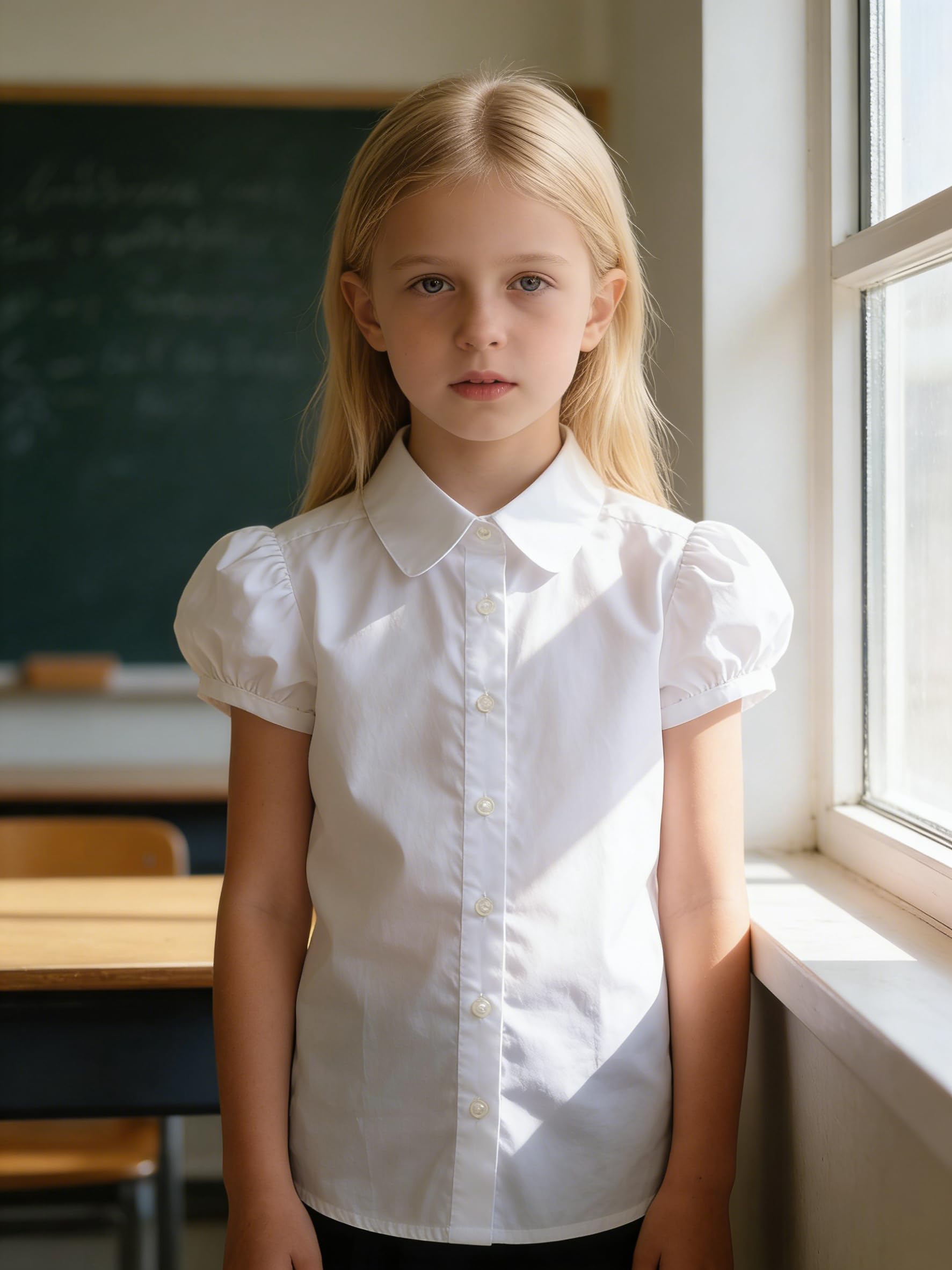Bienzoe Ragazze Manica Corta Oxford Camicia Cravatta a Farfalla Pacco