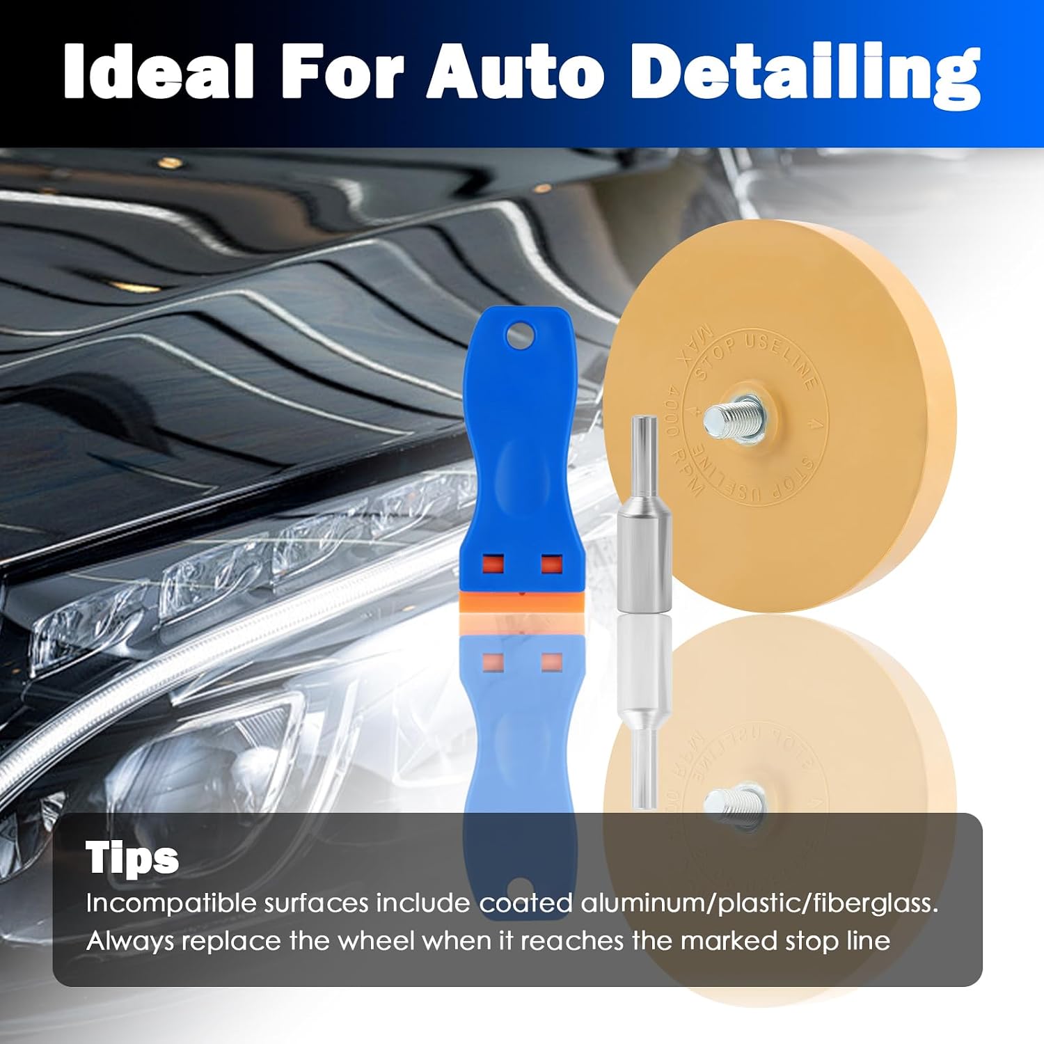 2026 New Rubber Eraser Wheel for Drill,Decal Remover Wheel Provides Non-damaging Cleaning for Removing Stickers/Vinyl,Rubber Wheels Decal Remover Kit with Scraper & Adapter
