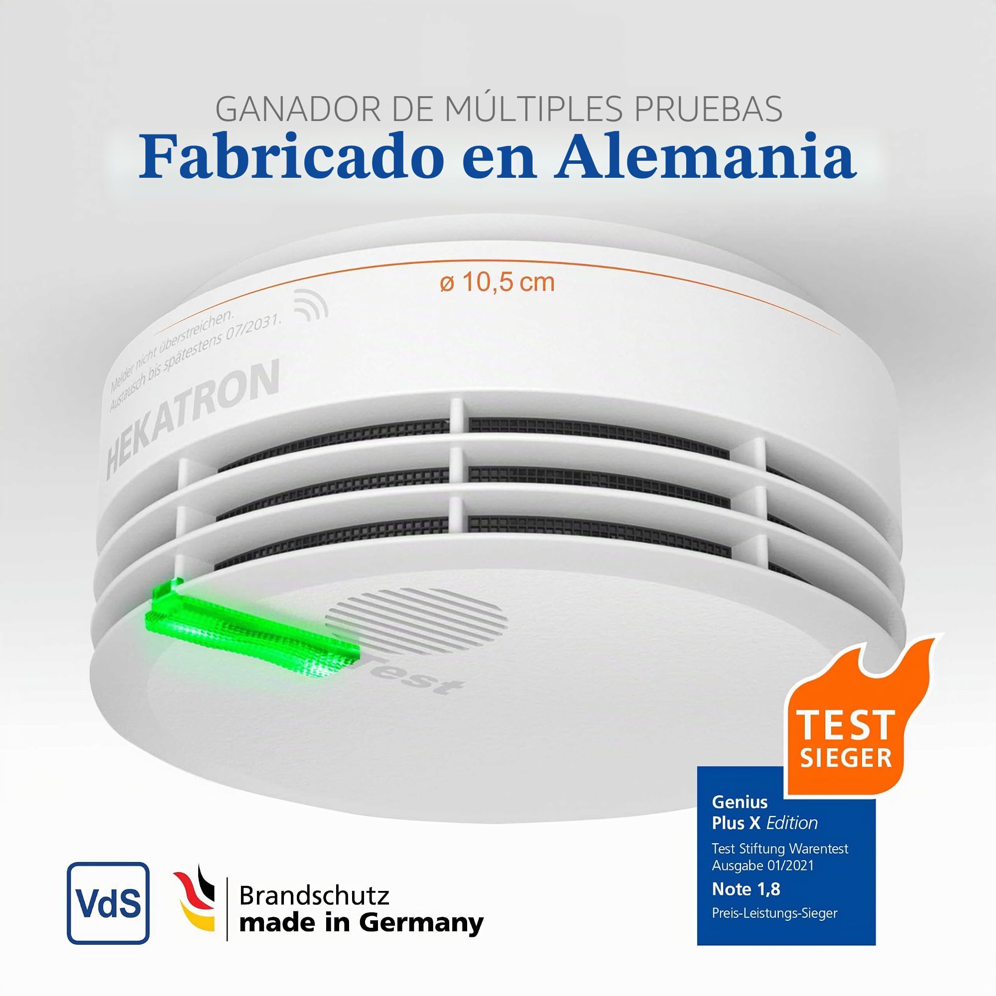Hekatron Genius Plus X Edition 2021 - Detector de Humo con módulo de Radio - 1 Paquete - En Blanco