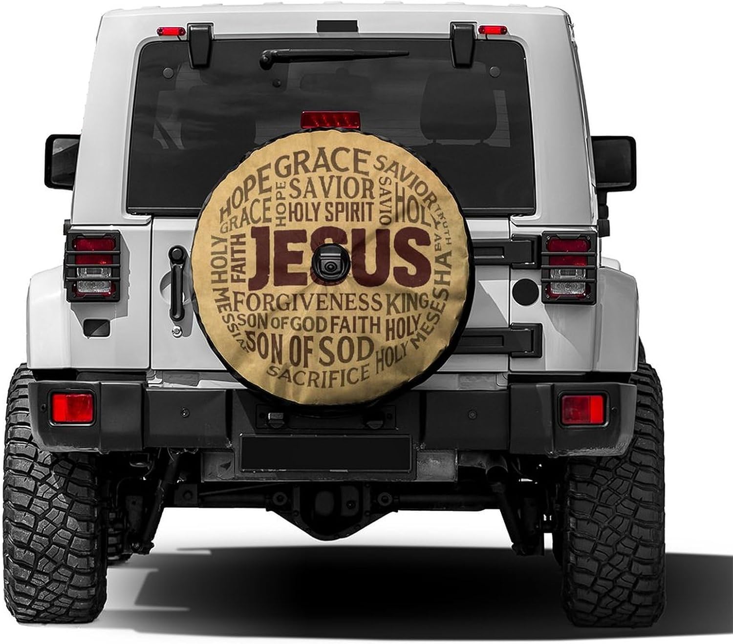 Stand for The Flag Kneel for The Cross Spare Tire Cover with Backup Camera Hole Wheel Tire Cover Fit Trailer, RV, SUV and Many Vehicle 17inch
