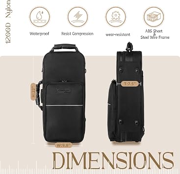 BGR Rectangular Trumpet Case, Built-in Backpack Straps Gig Bag