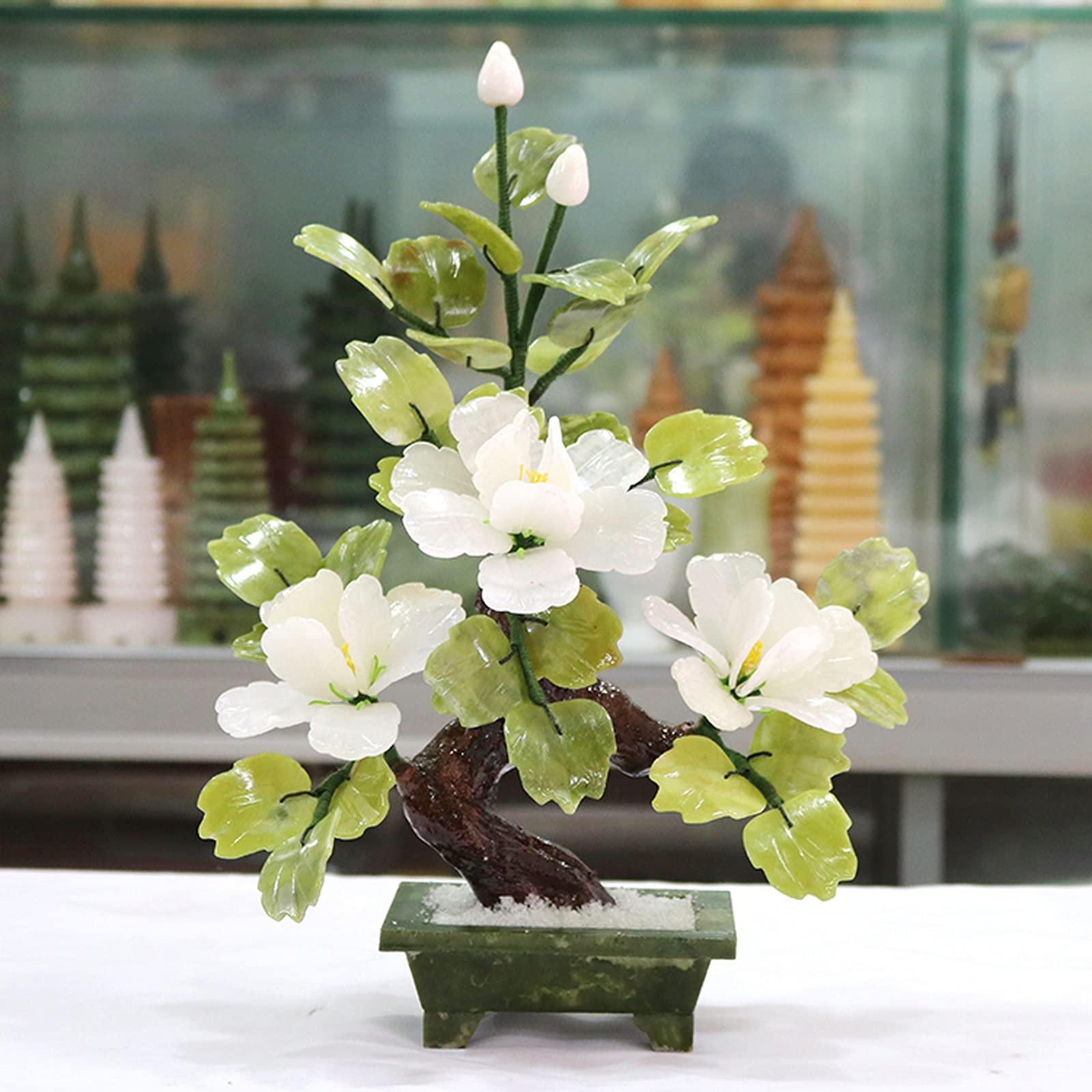 Drzewo Bonsai Sztuczne kwiaty Bonsai sztuczne kwiaty Jade roślina doniczkowa piwonia dekoracja kwiatowa do wystroju domu Jade rzeźba Bonsai Sztuczne Drzewko Bonsai (Color : C)