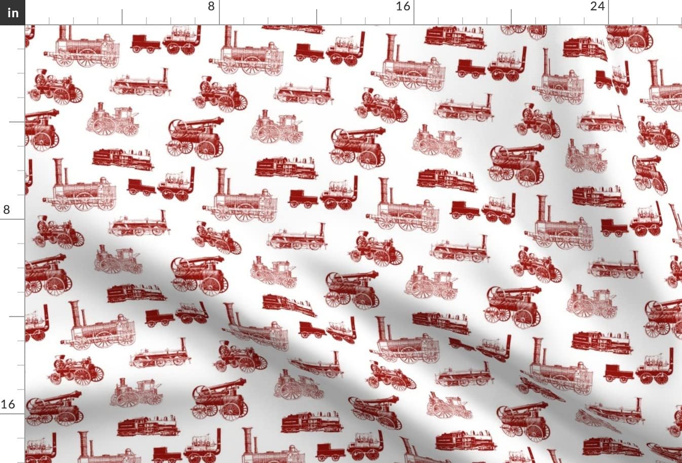 Spoonflower Fabric - Antique Steam Red Large Railroad Train Trains Vintage Retro Printed on Minky Fabric by The Yard - Sewing Baby Blankets Quilt Backing Plush