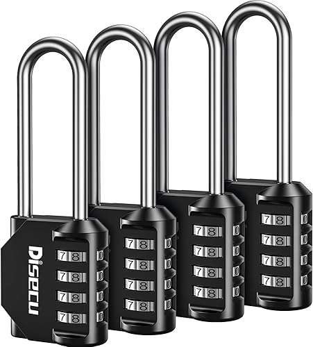 Paquete de 4 candados de combinación de grillete de 2.6 pulgadas de largo, 4 dígitos impermeables para exteriores para casillero escolar, armario de