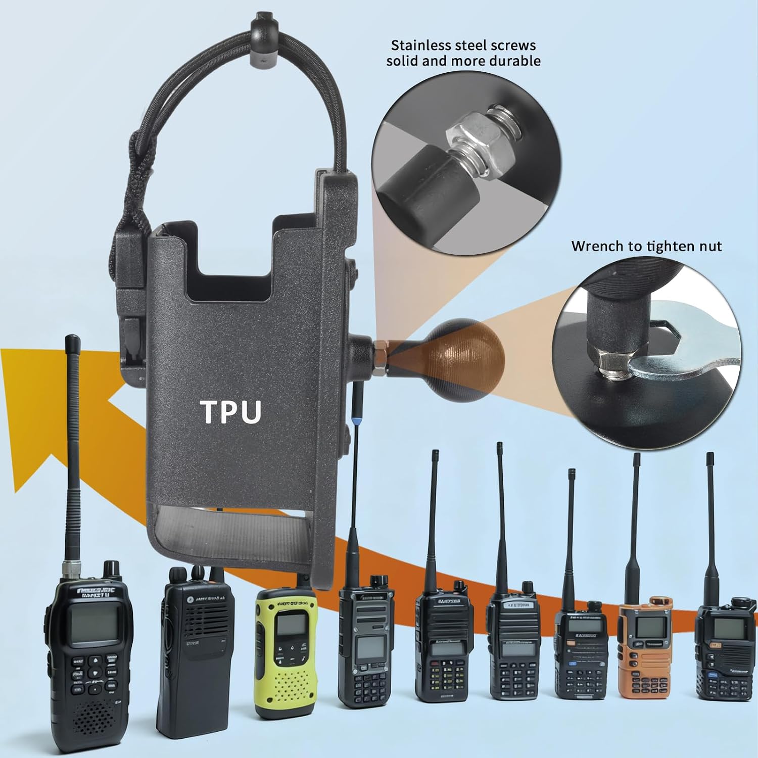 HYS Handheld Portable Two Way Radio Case Mount Holder with 1" Ball Head Adapter Compatible with RAM mounts B Size Double Socket arm, for Motorcycle ATV UTV Car Bike Boat Truck Scooter