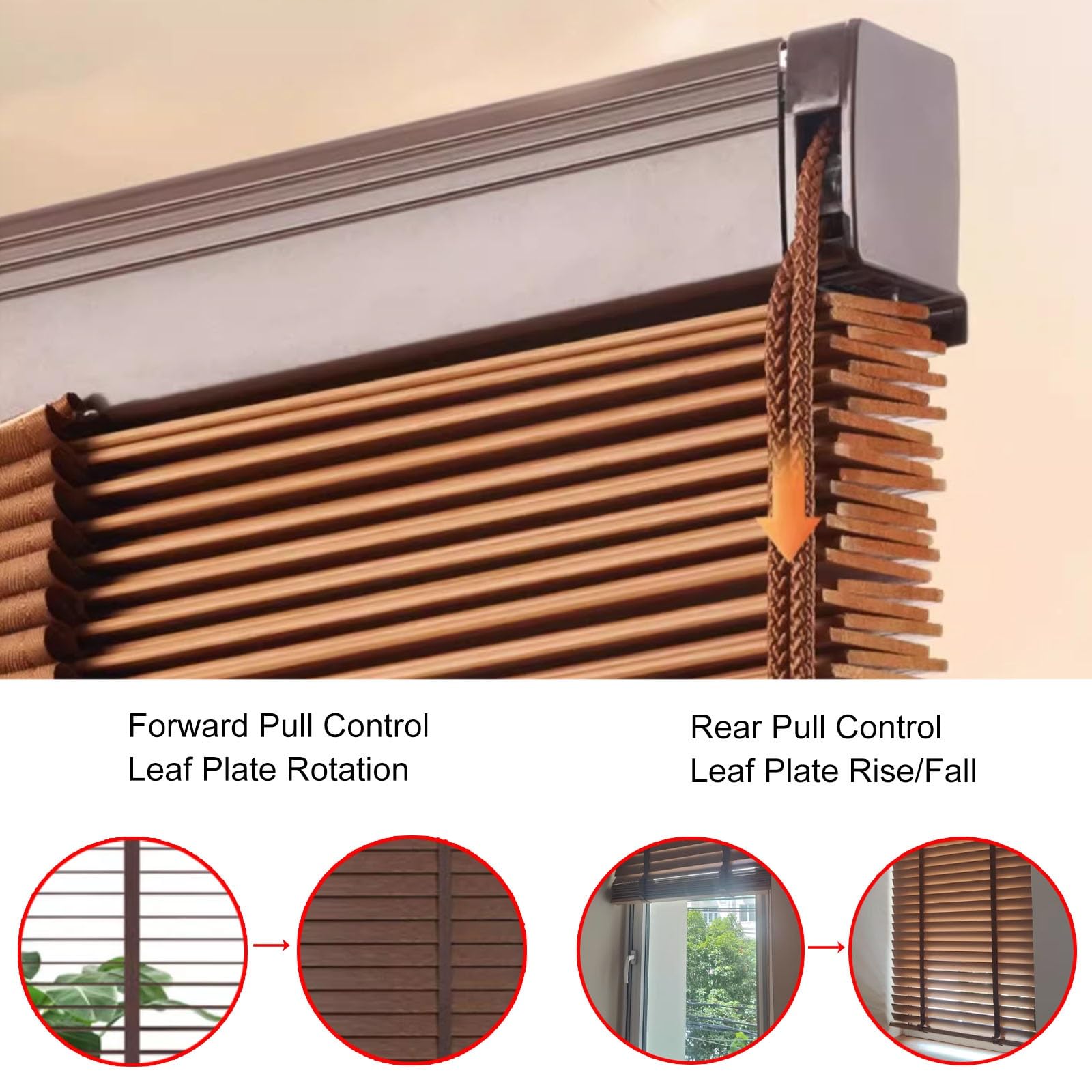 Venecianas De Aluminio Persianas venecianas de madera para balcones - Ancho 70 80 90 100 135 150 CM Persianas para ventanas para puertas de patio/marcos de ventanas/puertas de vidrio - Persianas horiz