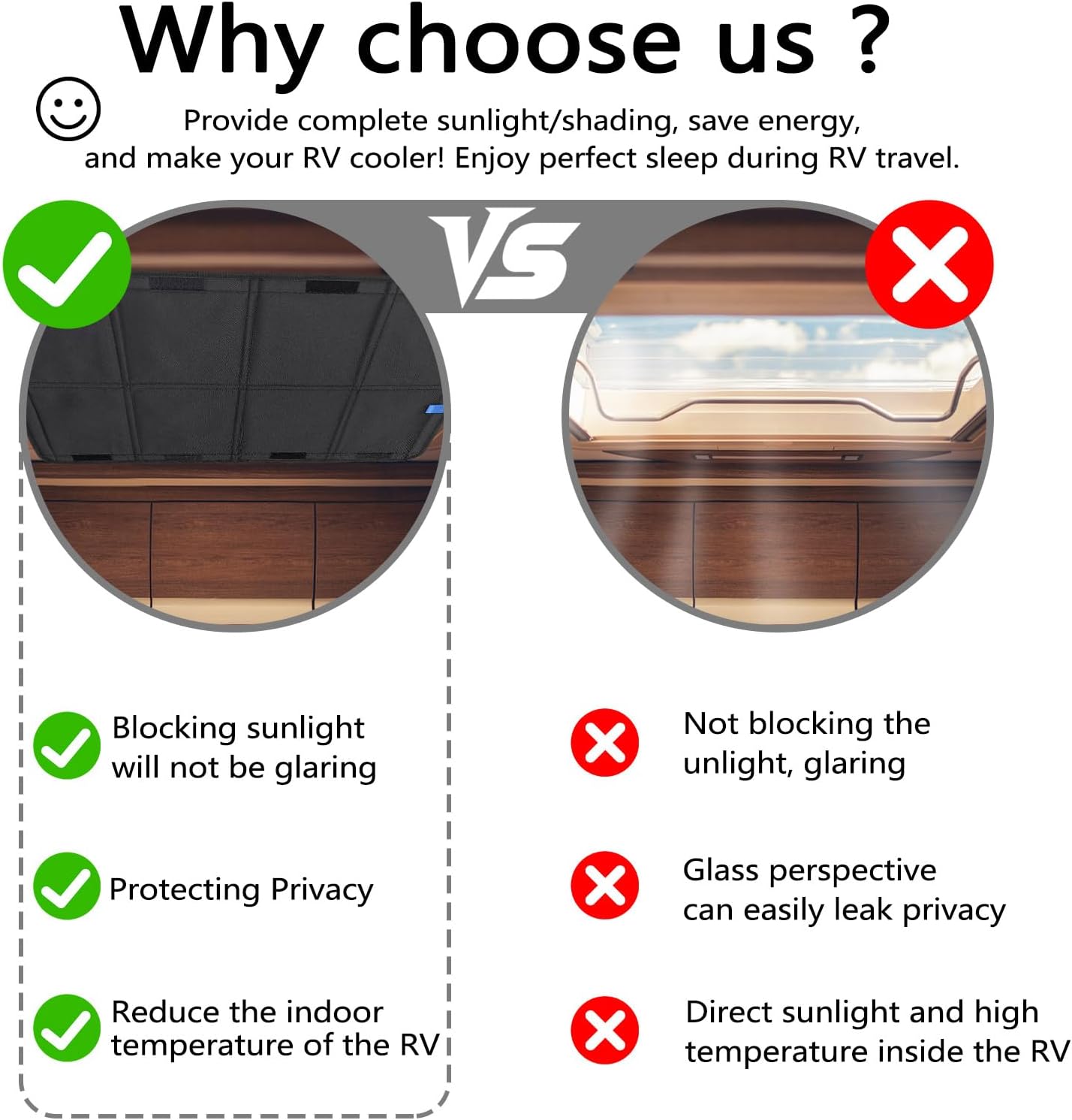 Huakaile Foldable Hook & Loop Strips RV Door Window Shade 25" x 16", Waterproof Thickened Oxford Fabric RV Window Cover Trailers for Outside Blackout Panel Privacy Protection (Black)