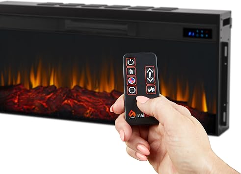 Real Flame Landscape Electric Firebox, Replaceable Fireplace Heater, Realistic Log and Flame Effect, Timer