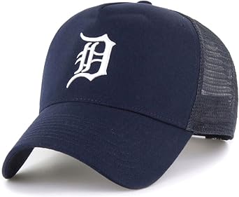 Officially Licensed Detroit Baseball Navy Blue/White Mesh Trucker Hat Classic MVP Tigers Primary Home Team Logo Adjustable Snapback Sports Ball Cap