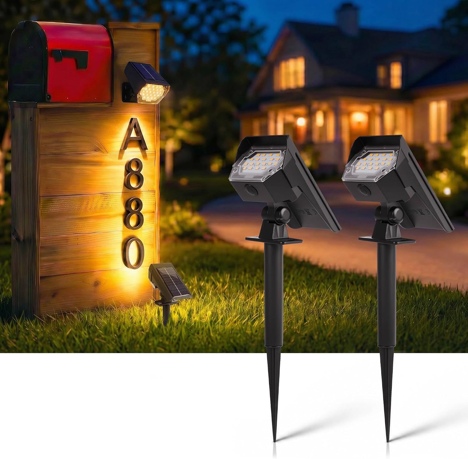 2 Pack Solar Mailbox Light, House Number Address Lights