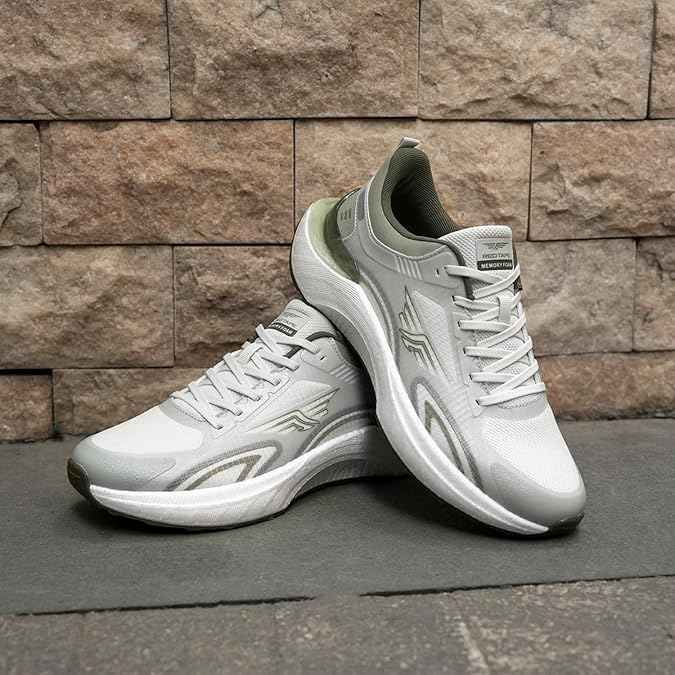 Red Tape Mens Lightweight Mesh Gym Trainers Energy Return HIIT Shoes White Olive