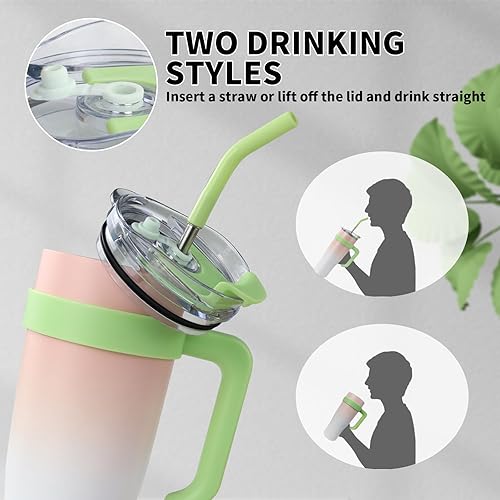 Miniatura 5 de SEYGM - Vaso aislado de 40 onzas con asa a prueba de derrames, botella de agua, taza de café, taza de viaje para automóvil, oficina, deporte, bebida