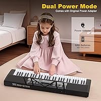 Vista 7 de Teclado de piano de 61 teclas, piano eléctrico con teclas iluminadas, 255 tonos/ritmos, sistema de aprendizaje inteligente, auriculares, micrófono