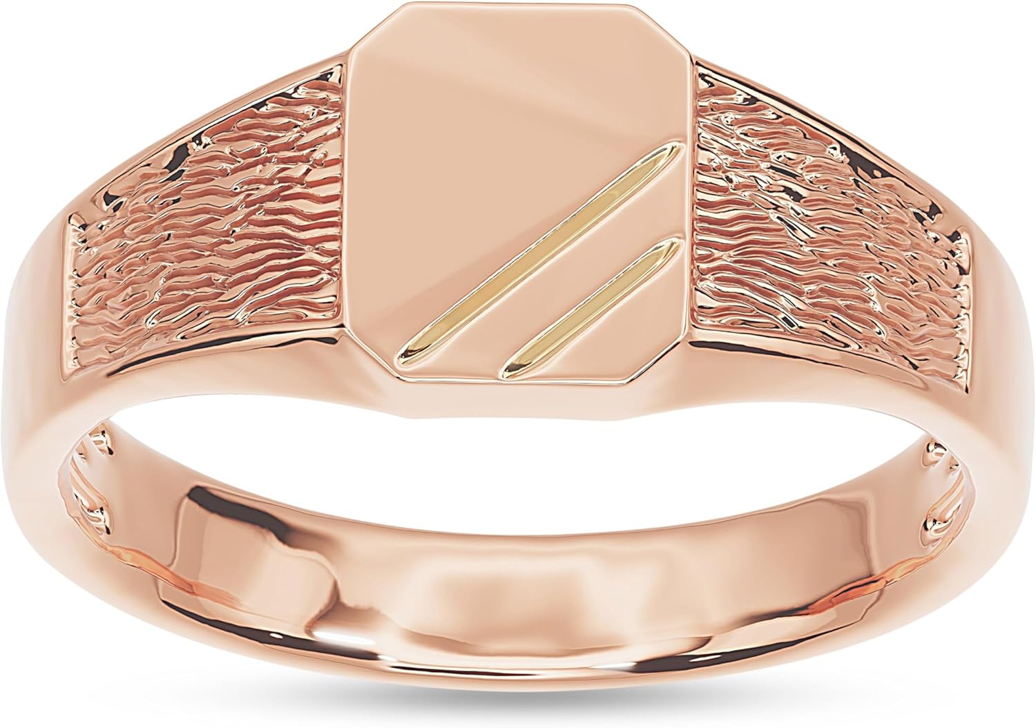 AFFY Mens Two Tone Zeus Signet Ring In 14K Gold Plated 925 Sterling Silver Or 10K Solid Gold