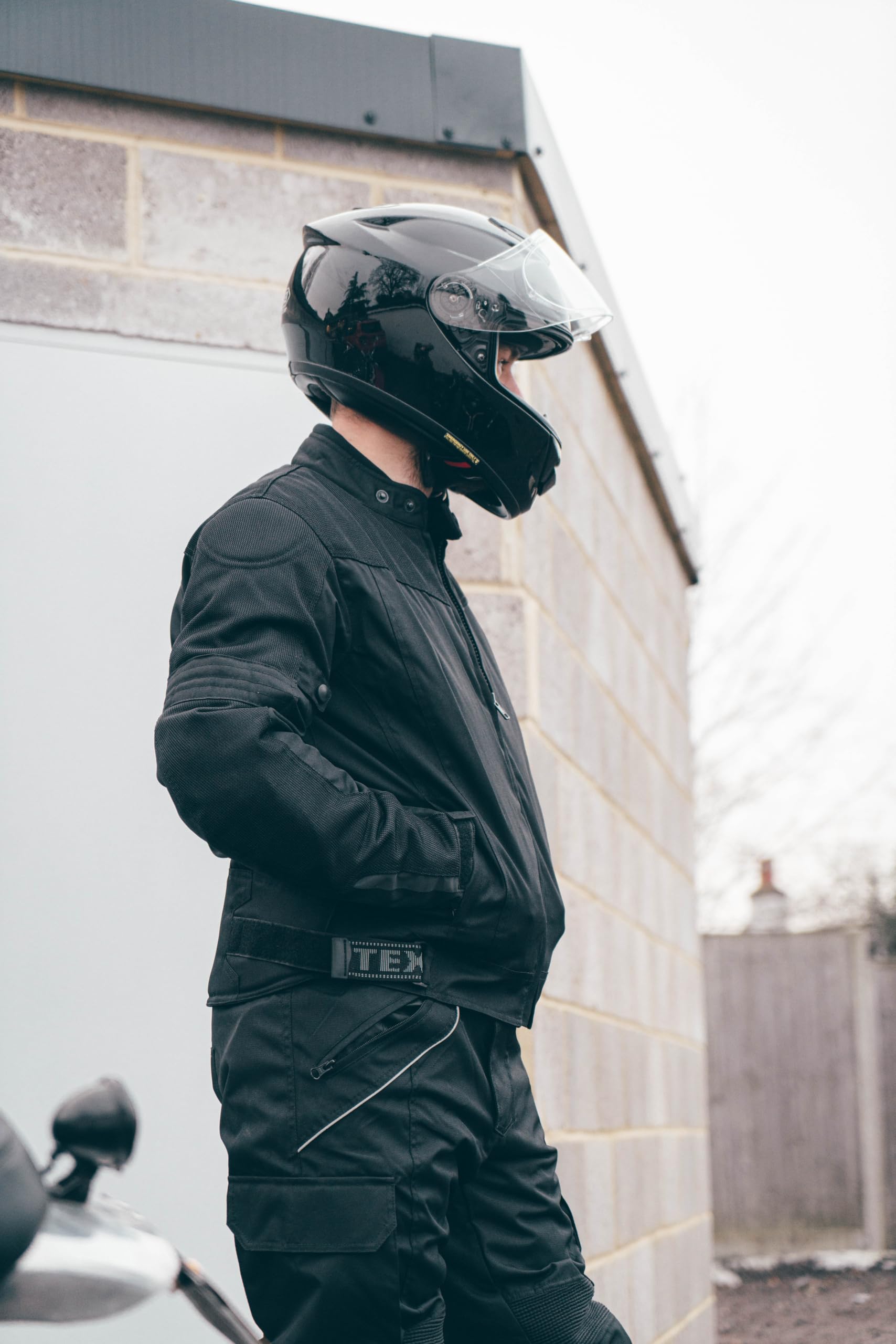 Kurtka motocyklowa męska z pancerzem - 4 sezony/zimowa/Lato motocyklowa Cordura wodoodporna ze zbroją CE ochrona (EN 1621-1) - Texpeed - Czarny - XL
