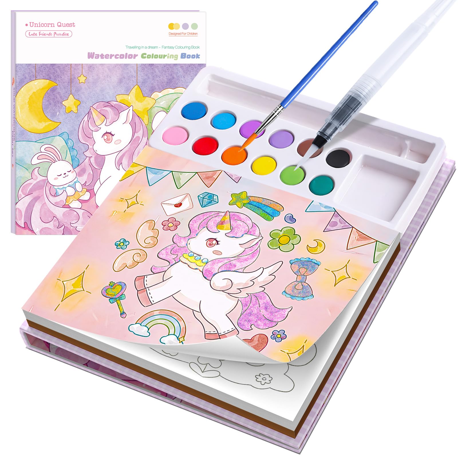 PIRIE Paint with Water Coloring Books for Kids,Watercolor Painting Sets Painting Activity for Kids Ages 3 4 5 6 7 8+,Birthday Gifts Arts & Crafts Toy