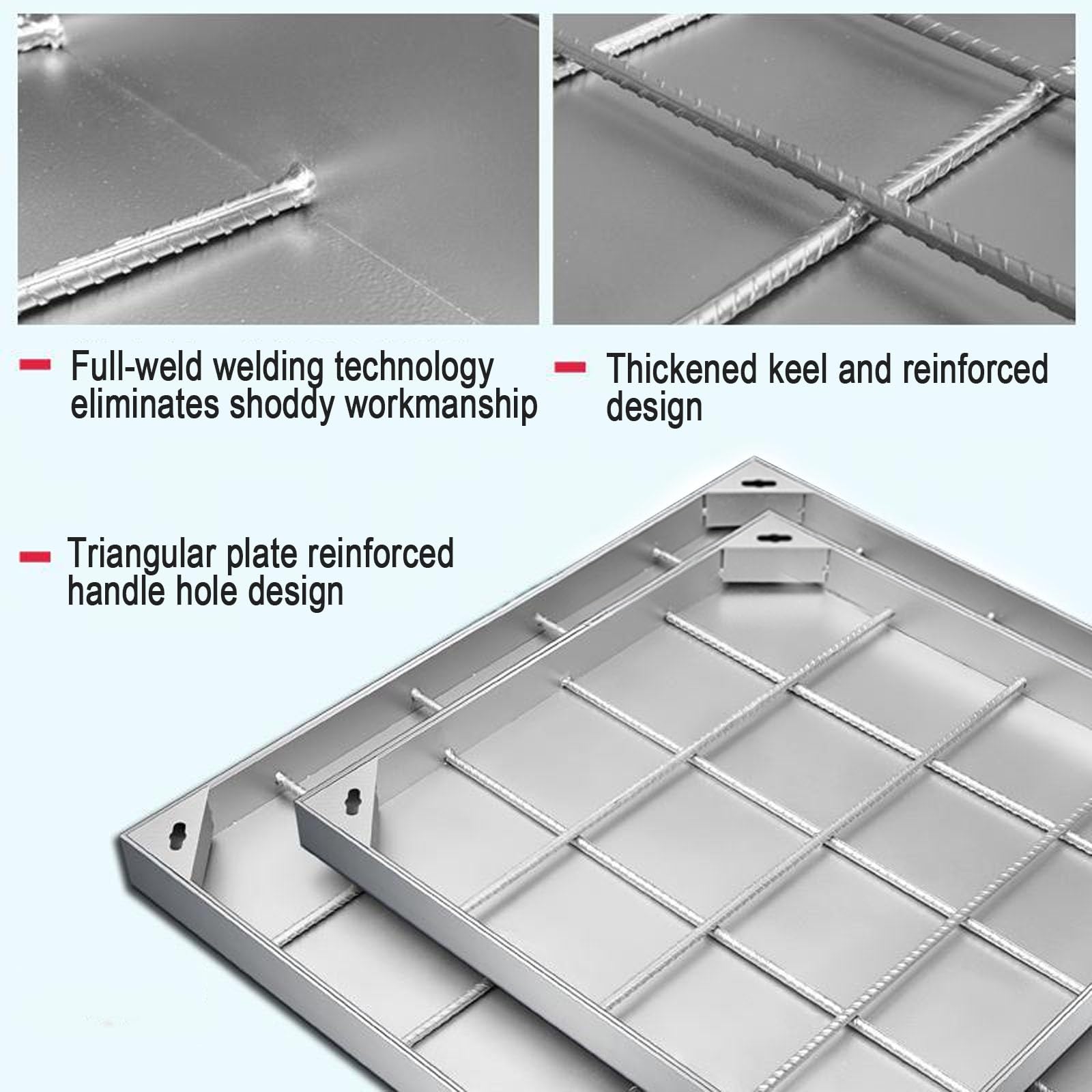 Coperchio Del Tombino Tombino Da Incasso Tombino Quadrato Con Base Coperchi for Fosse Settiche for Fossa Settica Quadrato Chiusino Zincato E Telaio In Acciaio Inox(5cm,30 * 30cm/11.8 * 11.8in)