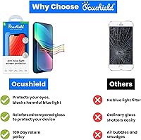 Vista 16 de Ocushield Protector de pantalla de vidrio templado antiluz azul para iPhone 15 (6.1") - Protege tus ojos, reduce las migrañas y mejora el sueño