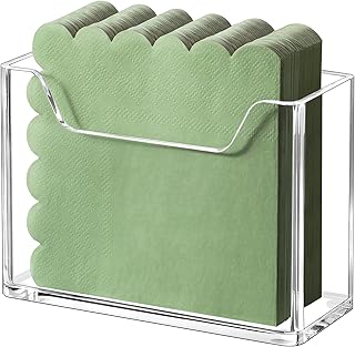 Acrylic Cocktail Napkin Holder for Table, for 5 x 5 Inches Napkin, Modern Vertical Napkin Holder for Kitchen, Clear Waterproof Napkins Holders for Dinner, Home, Bar