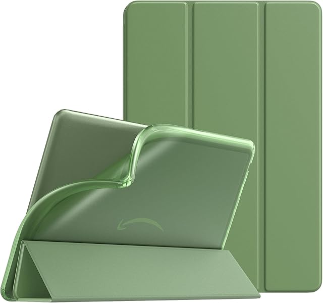 TiMOVO Case for All-New Kindle Fire HD 10 & Fire HD 10 Plus Tablet (10.1", 11th Generation, 2021 Release), Soft TPU Translucent Frosted Back Protector Cover Shell with Auto Wake/Sleep, Olive Green