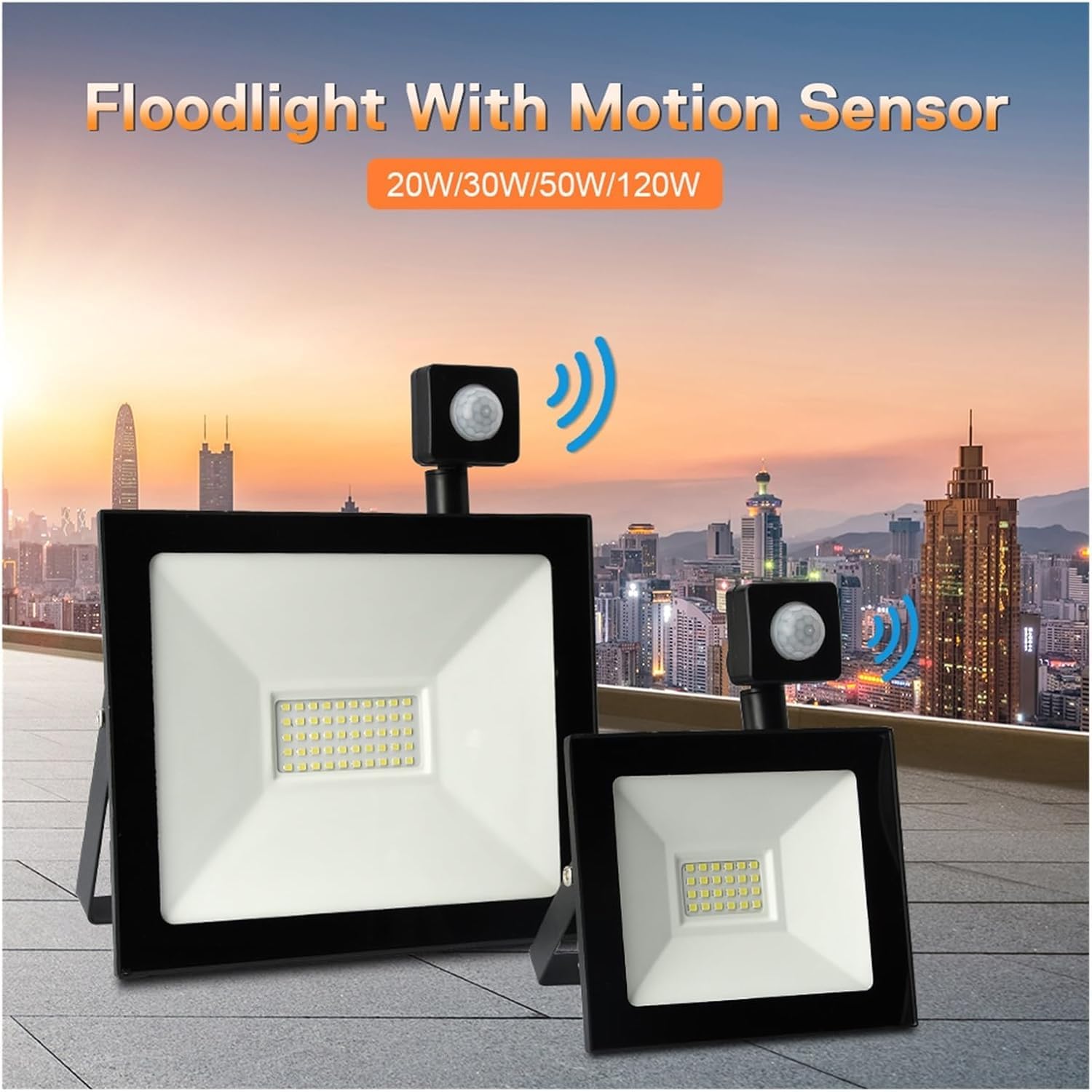 Foco Led De 50w/100w con Sensor De Movimiento, Foco Led para Exteriores, Proyector De Luz, Lámpara Puntual para Jardín, Ahorro De Energía Eficiente. 50w