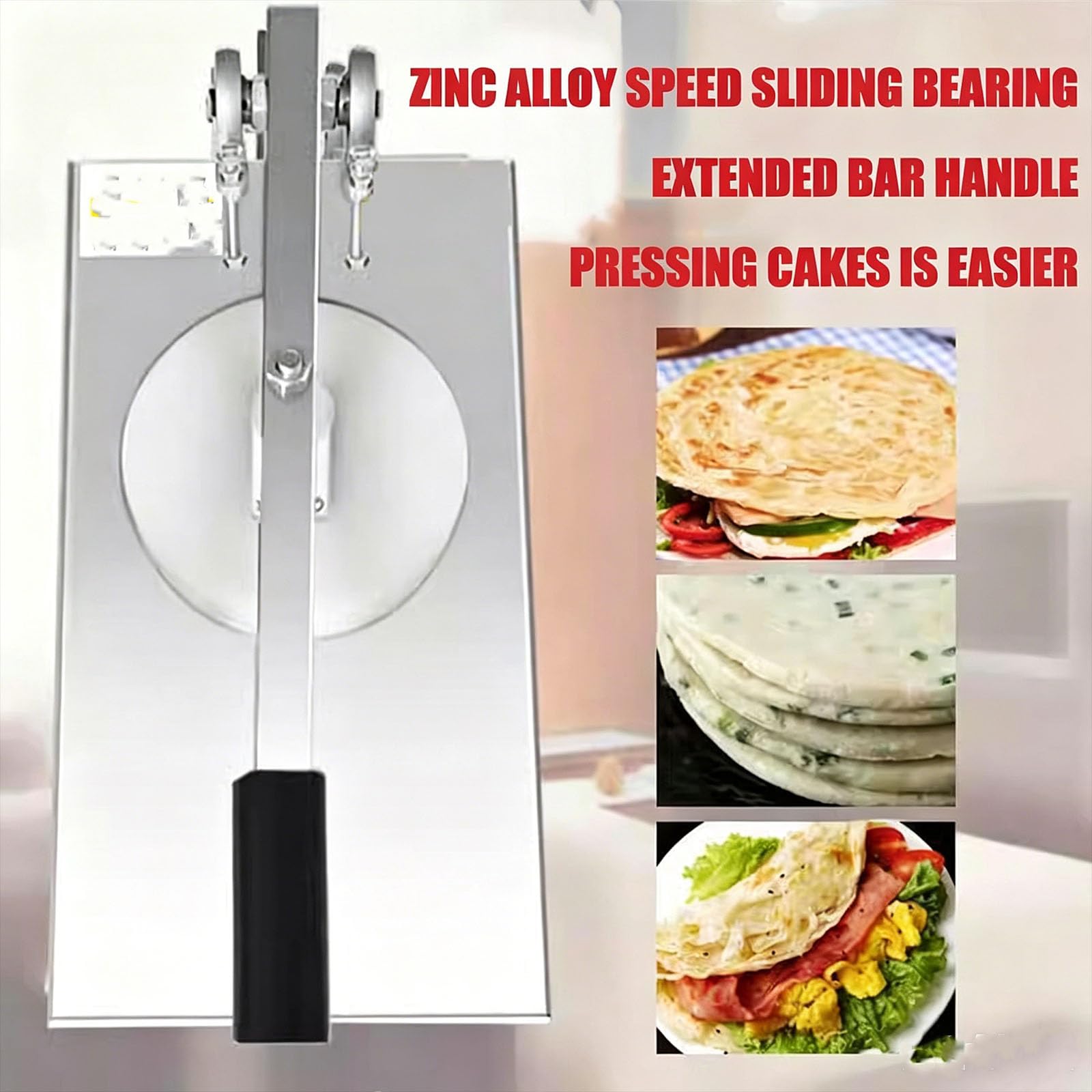 Rullo per impasto per pizza, spessore regolabile manuale, facile da pulire, funzionamento senza sforzo per pizza, crepes, torte fatte a mano e pasta cruda per torte