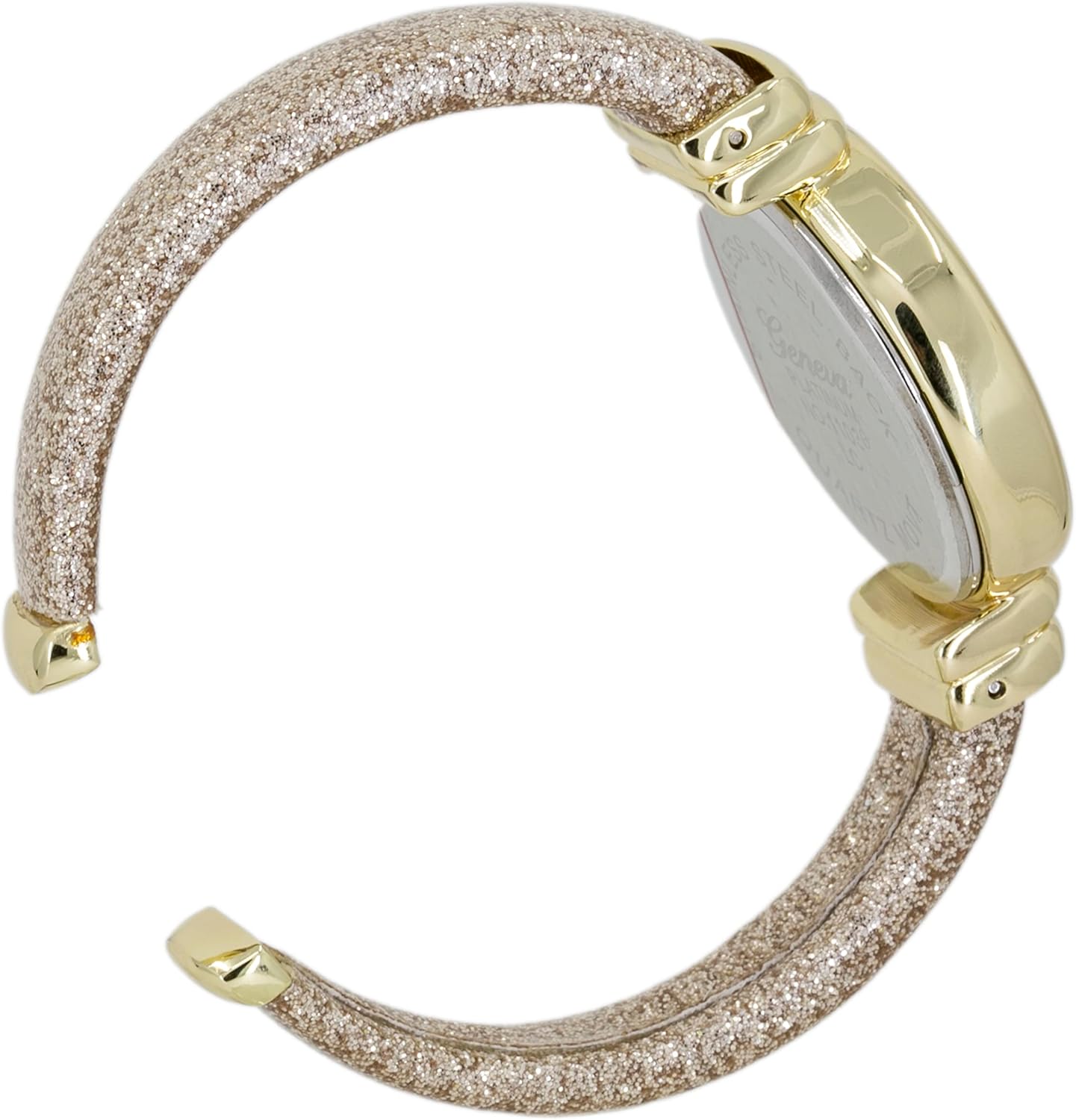 Blekon Collections Women's Analog Quartz 31mm Case Sparkling Glitter Designed Leather Cuff Bangle Ladies Wrist Watch