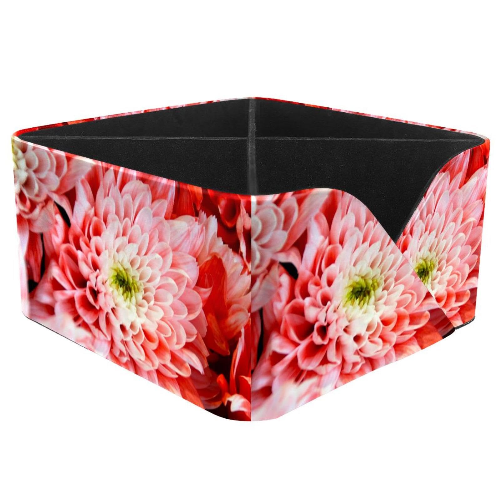 KengjuTesu Chrysanthemum Blossom Desktop Organizer Pen Holder, Rectangular Pencil Cup for Office, Study and Makeup Stations