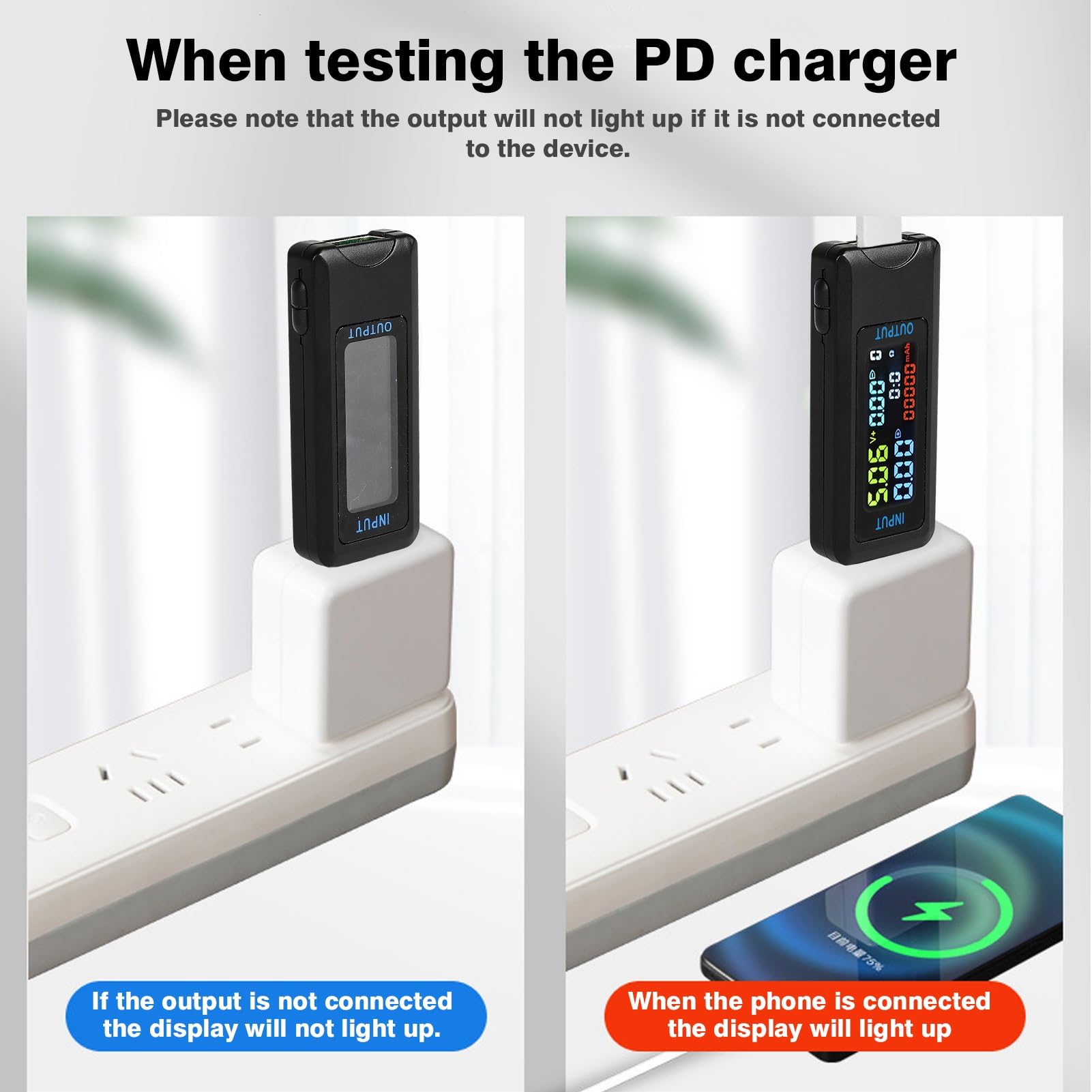 Jadeshay Tester USB,4.5-36V 0-5A Voltmetro Amperometro Tester Misuratore di Potenza Digitale USB Display a Colori LCD Capacità Rilevatore di Caricabatterie