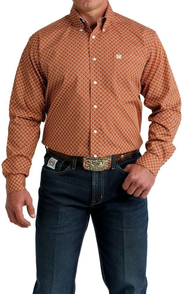 Cinch Men's Square Print Long Sleeve Shirt