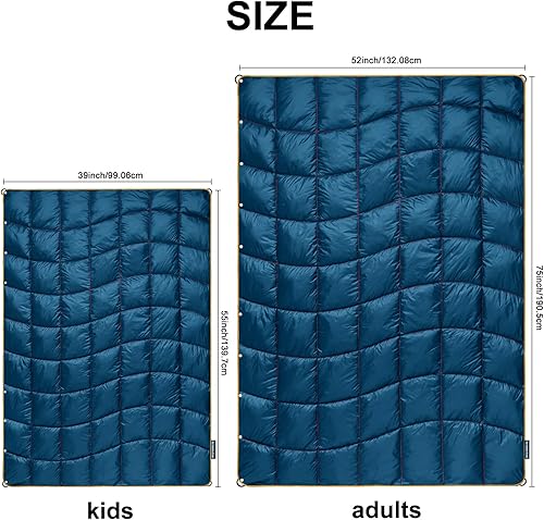 Miniatura 3 de Manta de campamento, manta acolchada plegable de plumón alternativo, ligera, resistente al viento para exteriores, senderismo, mochileros, playa,