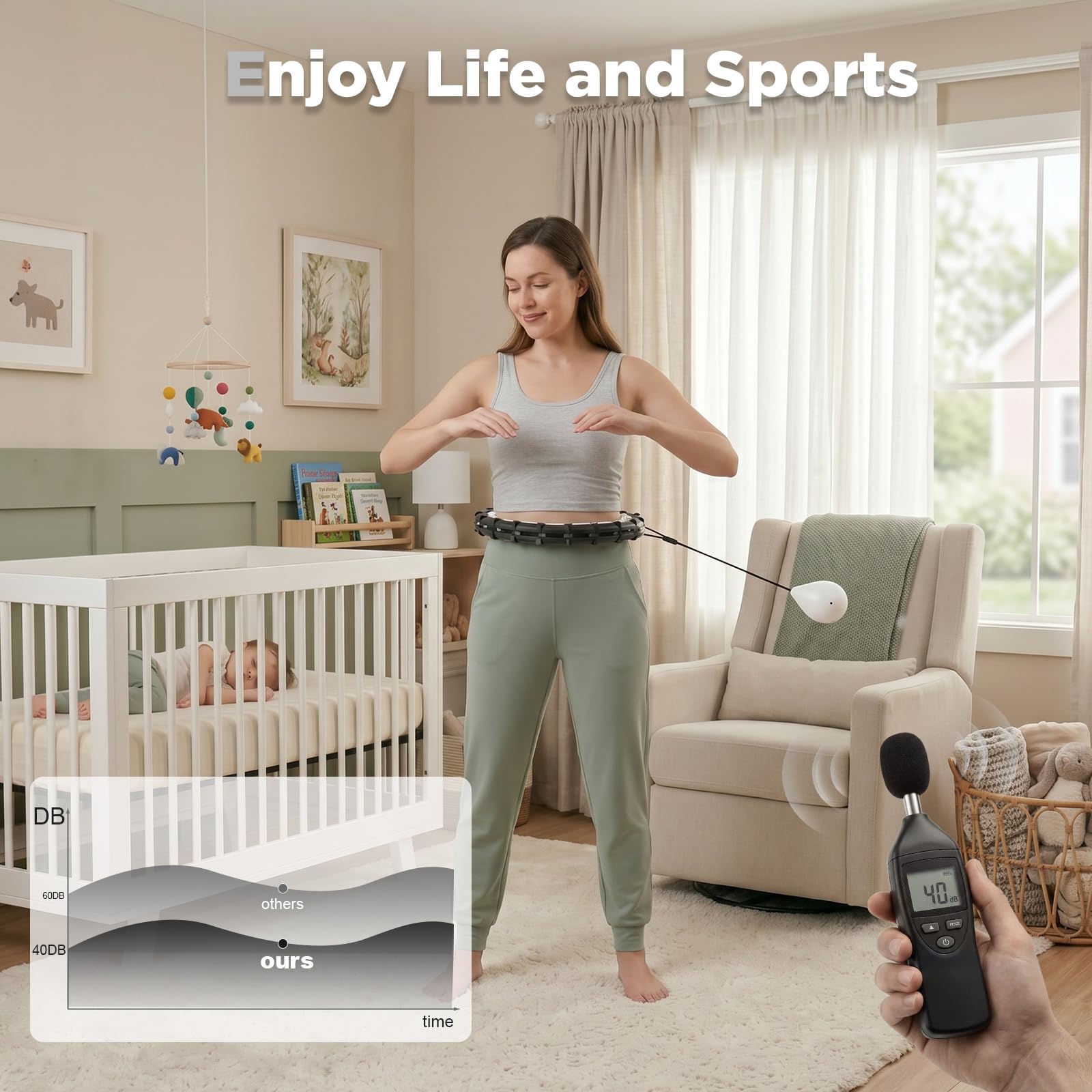 Smart Queen Cerchio silenzioso con 24 nodi staccabili, zavorrato, Infinity Hula Fit Hoop per adulti per perdere peso, ideale per donne e principianti