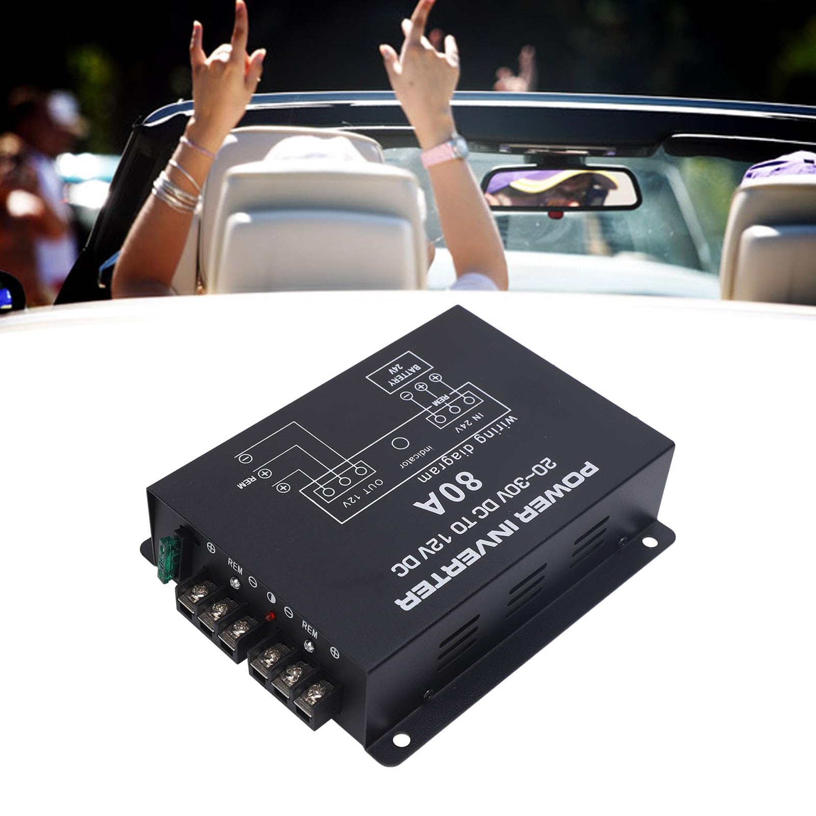 Convertitore Riduttore di Tensione da 24 V a 12 V per Auto, Camion, Camper, SUV, Autobus, Controllo della Temperatura (80A)