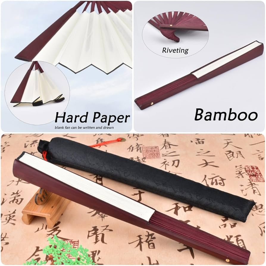 Homoyoyo Dance Fans Wood Folding Fan Frame Bamboo DIY Craft For Women Birthday Parties 2Set