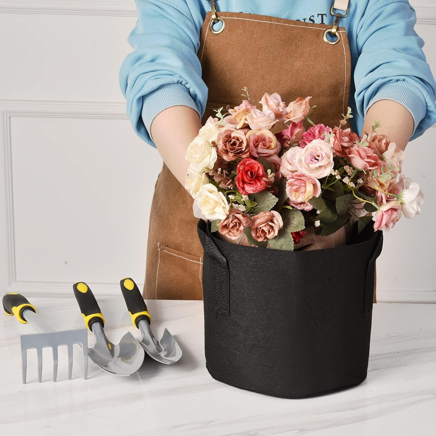 12-Pack 30 Gallon Thickened Non-Woven Grow Bags, Aeration Fabric Pots with Handles(Black) - Image 6