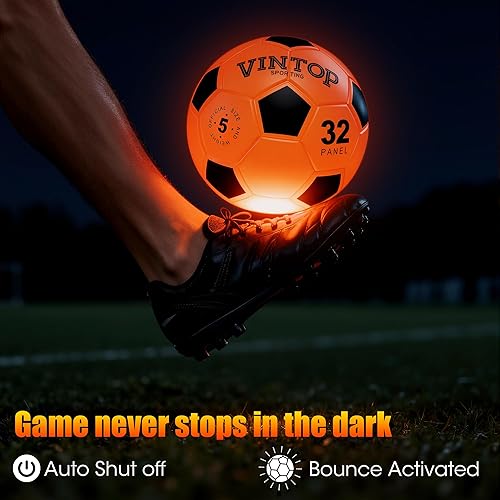 Miniatura 4 de Balón de fútbol que brilla en la oscuridad para niños de 8 a 12 y 15 años, pelota de fútbol con luz LED con bomba para interiores y exteriores,