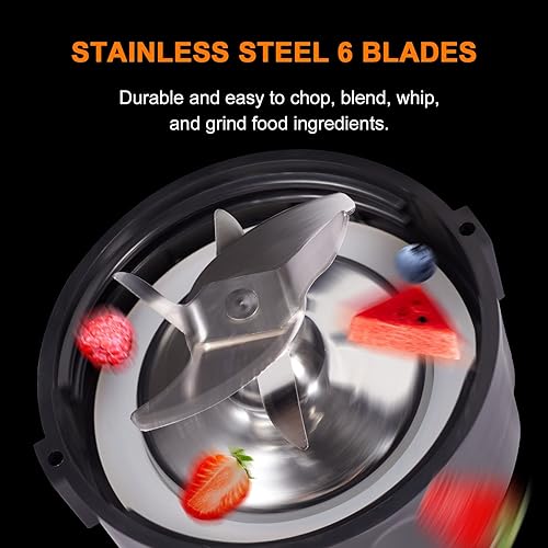 Miniatura 4 de JUSANTE Licuadora, licuadora de encimera para batidos con tarro de vidrio de 64 onzas, 1200 vatios de alta velocidad, licuadora de hielo para