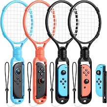 [for Switch 2/1] 4 Pack Tennis Rackets for Nintendo Switch 2 2025,Game Accessories for Mario Tennis Aces,Handle Grip Holder for Switch 2/Switch Controller Support Other Tennis Game for JoyCon