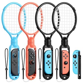 [for Switch 2/1] 4 Pack Tennis Rackets for Nintendo Switch 2 2025 | Game Accessories for Mario Tennis Aces,Handle Grip Holder for Switch 2/Switch Controller Support Other Tennis Game for JoyCon