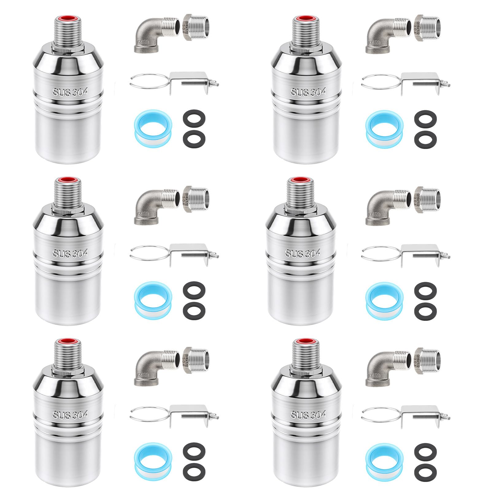 Válvula de flotador para canal de agua y huertos, pack de 6 controladores de nivel automáticos
