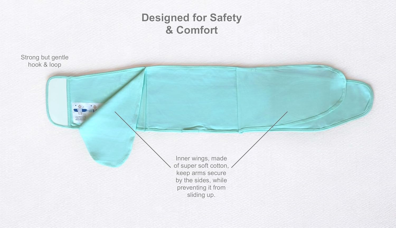 Baby Arm Swaddle | Adjustable Swaddle Wrap for Newborns and Infants – Dual-Wing Design Comfortably Secures Arms Only | Ultra-Soft Cotton (Mint, Unisize)